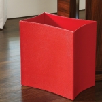  Folded Leather Waste Basket-Crimson