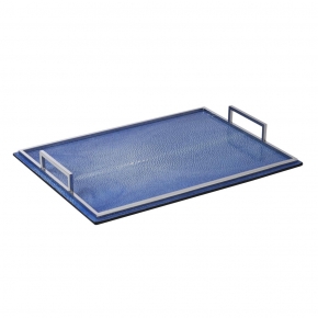      Deluxe.    Defile Shagreen decorative tray cobalt blue by GioBagnara