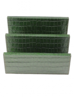    Deluxe.     Leather Mail Holder GioBagnara Green Croc