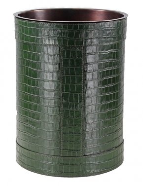    Deluxe.    Rotondo waste paper basket by GioBagnara Green Croc