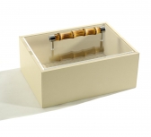       Deluxe.  Leather box with bamboo lid by Riviere