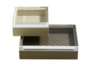     .   Leather boxes with acrylic lid by Riviere