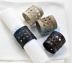     Colourmix leather napkin rings set by Riviere